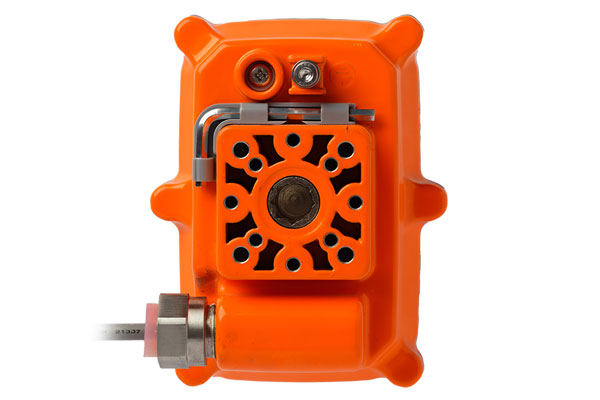 Explosion-proof electric actuator EXD20 with a gray and orange housing.