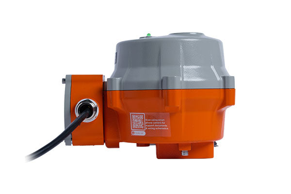 Explosion-proof electric actuator EXD80 with a gray and orange housing.