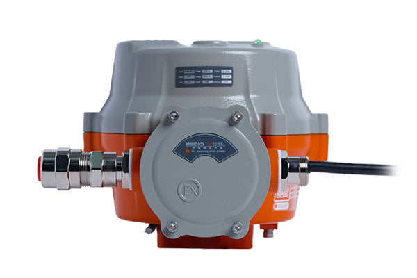 Explosion-proof electric actuator EXD80 with a gray and orange housing.