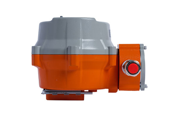 Explosion-proof electric actuator EXD80 with a gray and orange housing.