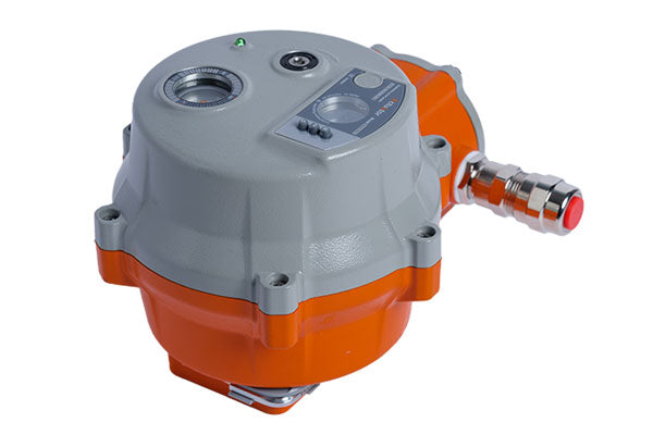 Explosion-proof electric actuator EXD80 with a gray and orange housing.