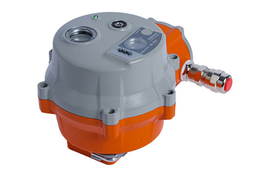 Explosion-proof electric actuator EXD80 with a gray and orange housing.