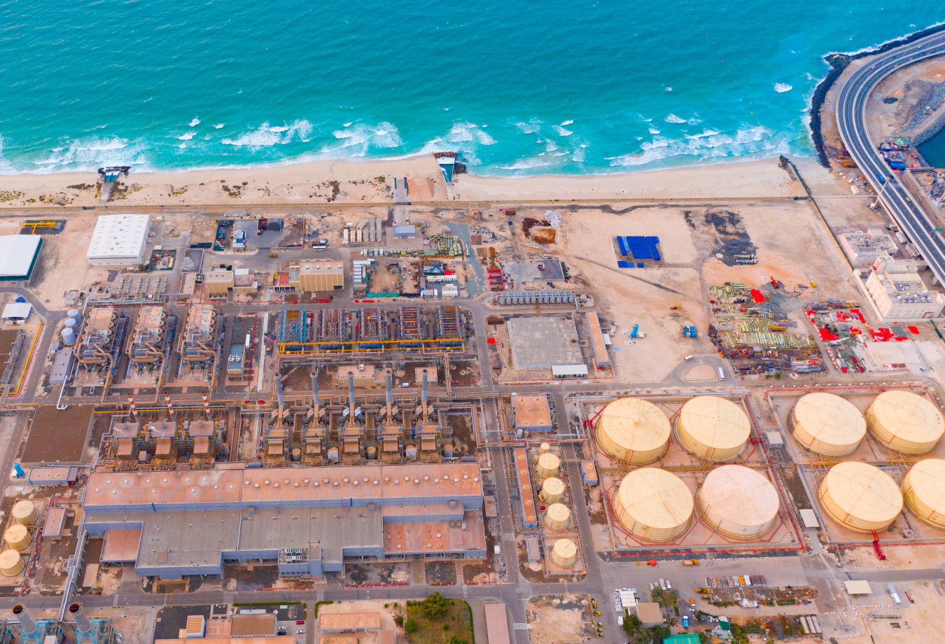Seawater desalination plant as seen from above